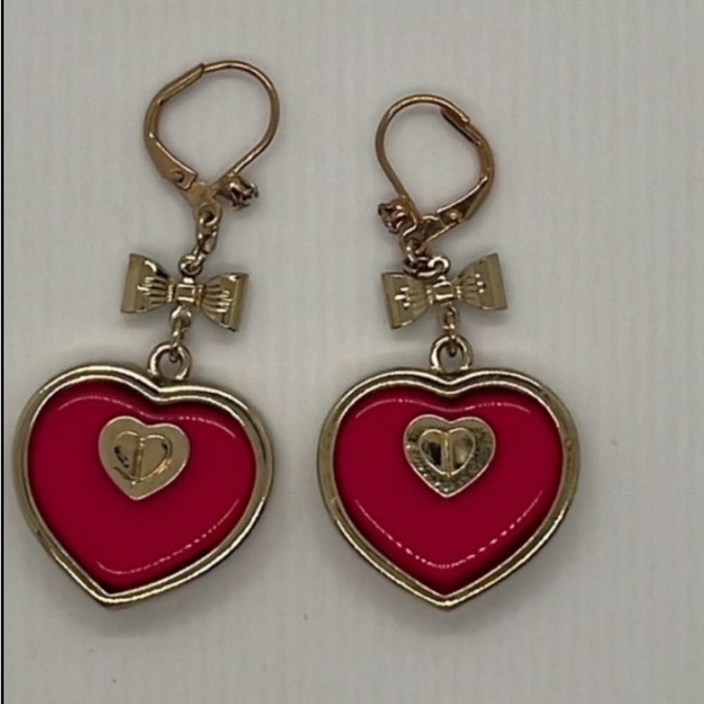 Betsy Johnson status, pink hinged earrings